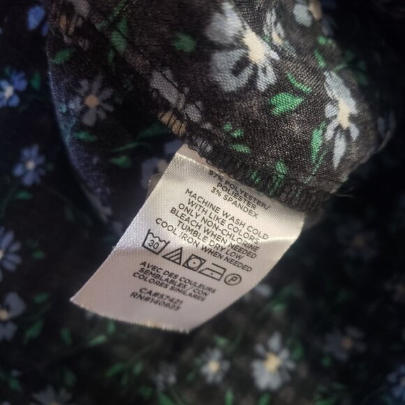 Loft Womens Long Sleeve Blouse Size M Ruffle Floral Boho Cottagecore Peasant - Picture 8 of 10